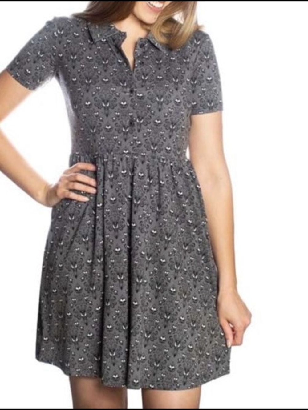 Cakeworthy Haunted Mansion wallpaper print dress - Picture 3 of 5